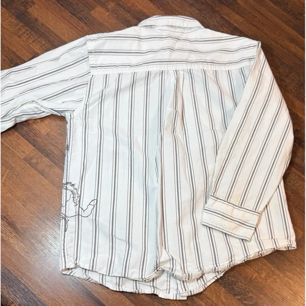 Boys cowboy western striped button shirt w/ pearl snap buttons. Size 3-4T rodeo